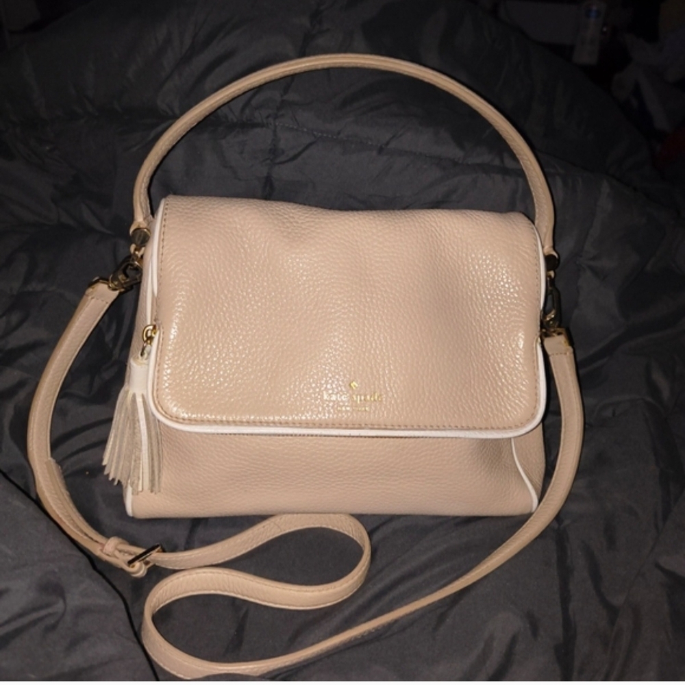 Kate Spade Pebbled Leather Crossbody in Light Beige